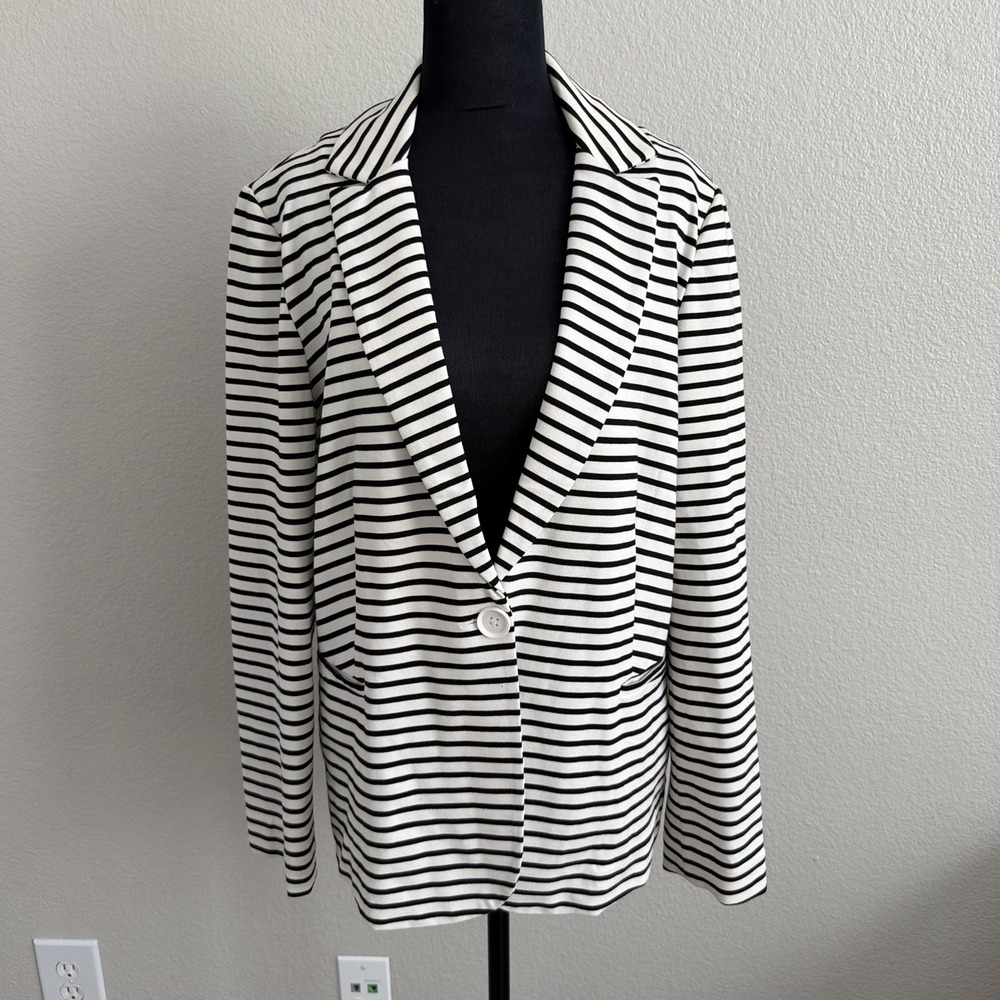 Philosophy Women's Large Striped Jacket Blazer Preppy Nautical Old Money Stretch